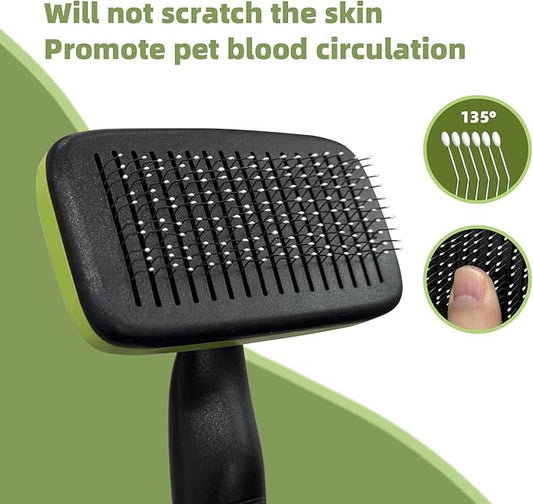 Self Cleaning Brush for Dog: Cat Slicker Brush with Release Button - Pet Shedding Brushes for Long and Short Hair - Remove Loose Undercoat