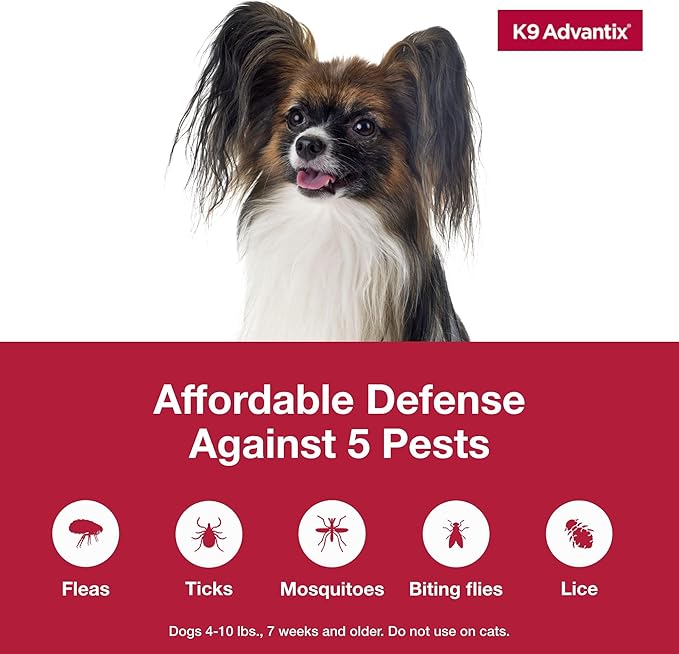K9 Advantix Flea, Tick & Mosquito Prevention for Dogs 4-10 lbs. | Flea Drops for Small Dogs | Apply Monthly | 2 Treatments