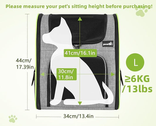 Pecute Cat Carrier Backpacks, Expandable Cat Backpack with Breathable Mesh, Pet Carrier Backpack for Cats Small Dogs Puppies Up to 17 Lbs, Dog Carrier Backpack Great for Travel Hiking Camping Outdoor