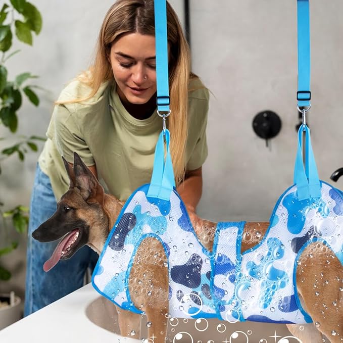 Pet Grooming Hammock Harness for Cats & Dogs - Relaxation Pet Restraint Leashes Sling - Nail Clippers & Scissors Included