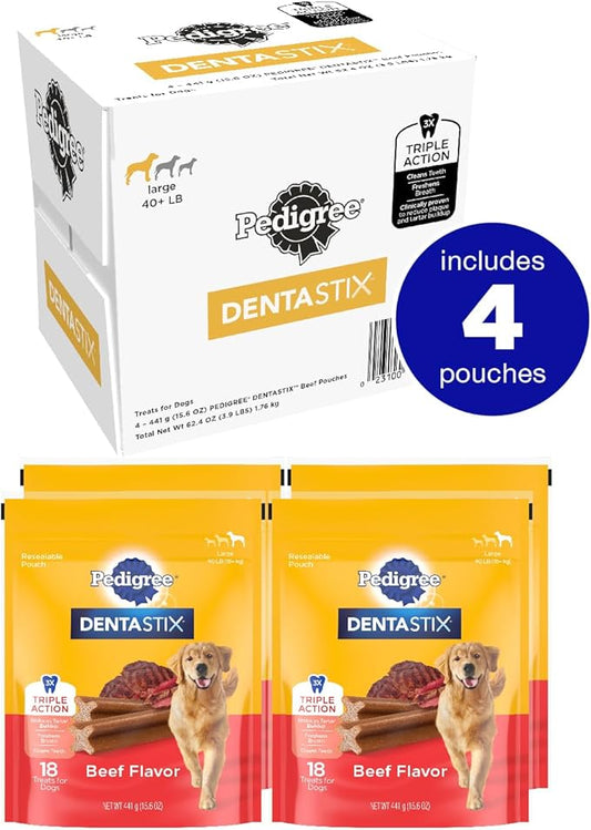 Pedigree Large Dog Dental Treats Beef Flavor Dental Bones, 62.4 oz. Multipack (72 Treats)