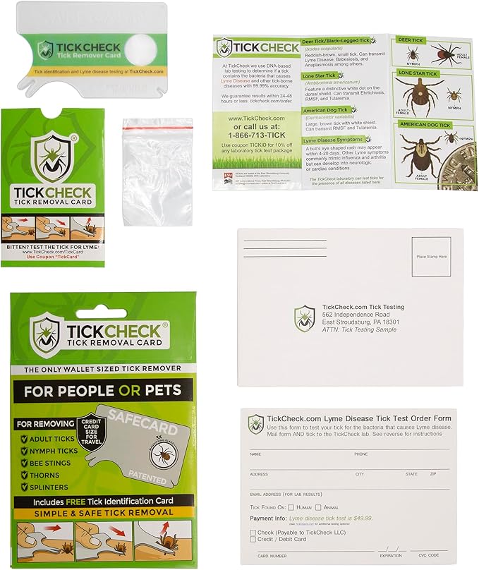 Tick Remover Card - Wallet Sized Tick Removal Tool with Free Tick ID Card & Testing Information - for People, Dogs, Cats (2)