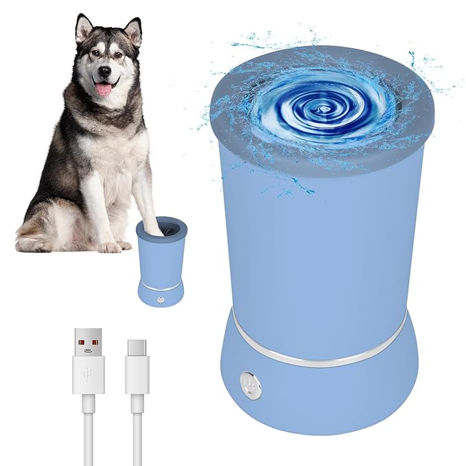 Dog Paw Cleaner,Automatic paw cleaner For dogs, Type-c Charging, Designed For Small To Medium Sized Dogs ,Easy To Carry,Keeps Homes Clean (blue)