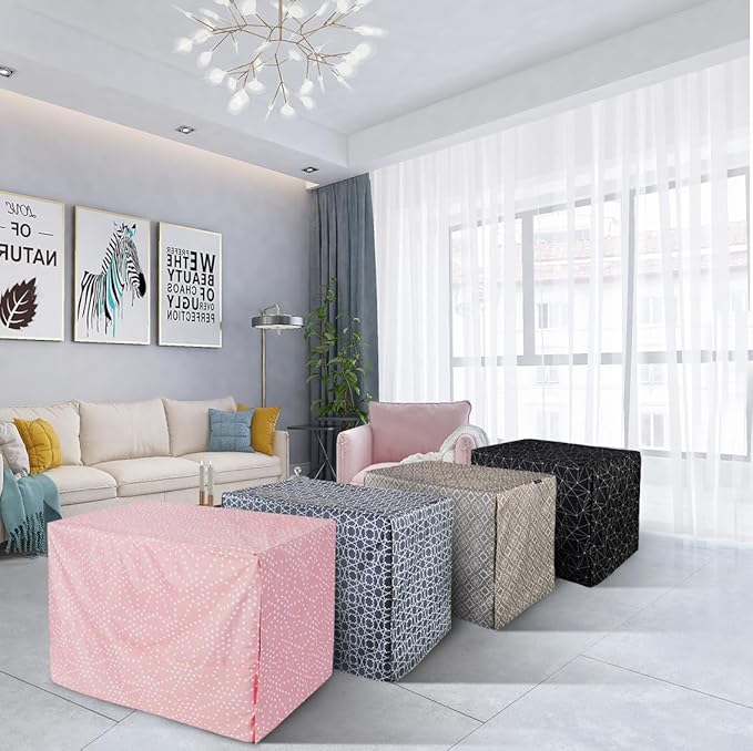 Explore Land Pattern Dog Crate Cover for 36 Inches Wire Cage, Heavy-Duty Polyester 1 2 3 Doors Standard Metal Pet Kennel Enclosure (Brief Polygonal)