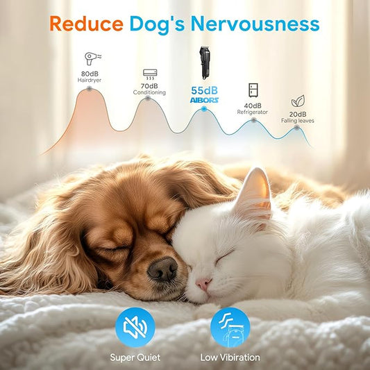 Dog Clippers for Grooming: Dog Grooming Kit Low Noise Electric Quiet Rechargeable Adjustable Clipper Comb Cordless Pet Hair Thick Coats Clippers Trimmers Set Dogs Hair Clippers for Dogs Cats Pets