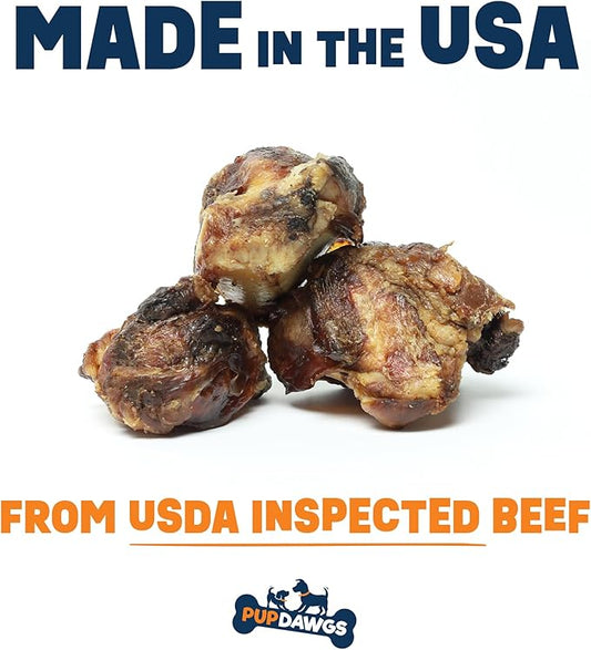 Single Ingredient Dog Bone Made in USA - Beef Knee Caps - 100% Natural Dog Bones for Aggressive Chewers - from USDA Inspected Beef - Hickory Smoked - Individually Wrapped (3 Piece Pack)
