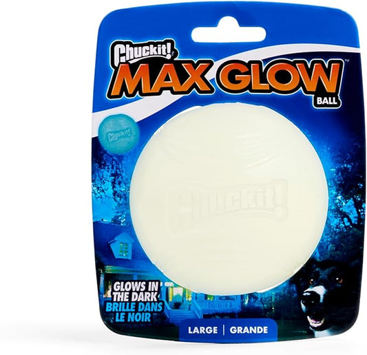 Chuckit! Max Glow Ball Dog Toy, Large (3 Inch Diameter) for dogs 6-100 lbs, Pack of 1