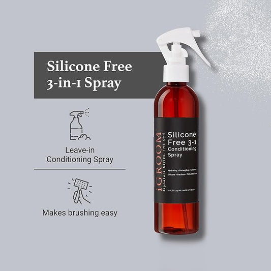 iGroom Silicone Free 3-1 Dog Conditioning/Detangling Spray, Luxury Pet Beauty Care, Hydrating, Paraben and Phthalates Free, Made in USA, 64 oz