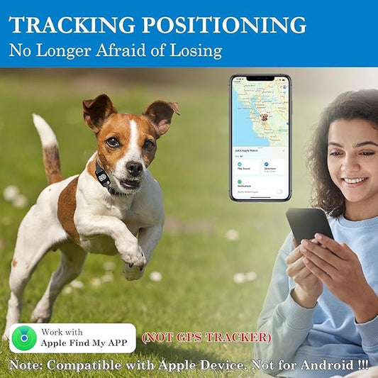 Pet Tracker for Dog, Dog Tracker Smart Pet Location Tracker with Holder, Smart Item Finder, MFi Certificated Dog Tracking Device, No Monthly Fee, Works with Find My(iOS Only) (Black Case)