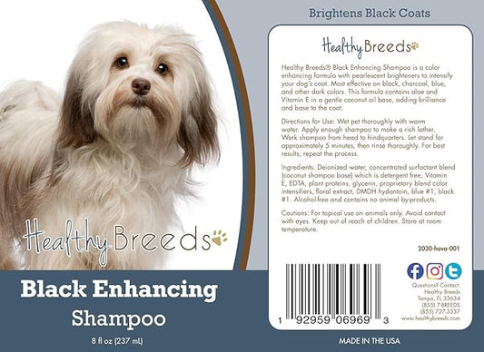 Healthy Breeds Havanese Black Enhancing Shampoo - Gentle Cleanser with Vitamin E, Aloe & Coconut Oil That Adds Brilliance, Shine & Intensity to Darker Coats - Floral Scent - 8 oz