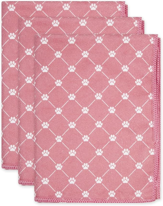 Bone Dry Pet Grooming Towel Collection Absorbent Microfiber X-Large, 41x23.5", Trellis Hunter Green