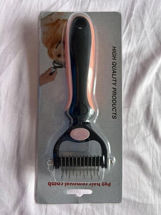Pet Grooming combs - Double-Sided Deshedding Dematting Tool, Undercoat Rake for Dogs & Cats, Extra-Wide Dog Grooming Brush & Deshedder Comb for Long Hair (orange)