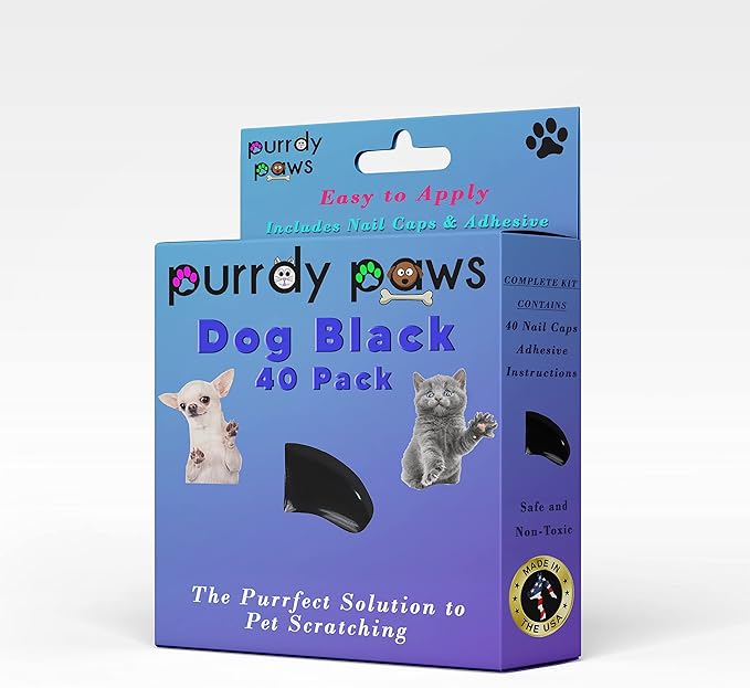 40 Pack Soft Nail Caps for Dog Claws Black Jumbo