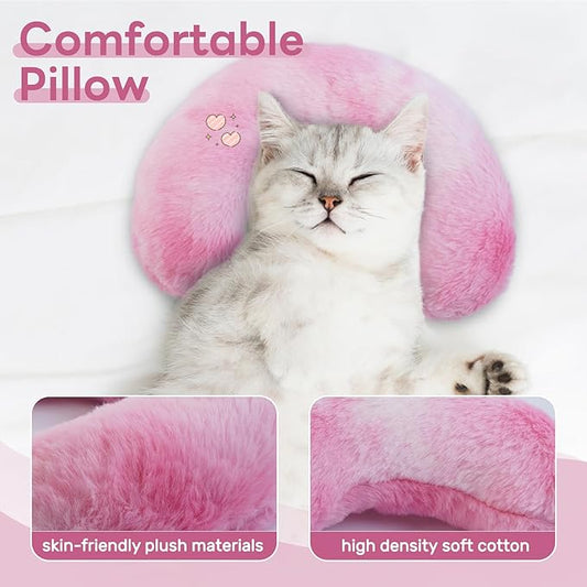 T'CHAQUE Dog Pillow Dog Calming Pillow for Small Dogs Anxiety Relief Comfort Dog Neck Pillow Bed Soft Cat Pillow for Indoor Cats Half Donut Cuddler U-Shaped Pillow Pet Sleeping Improve Calming Toy