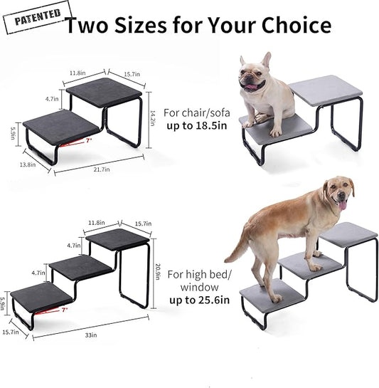 Dog Stairs for Large and Small Dogs, Extra Wide Metal Frame Dog Steps for Bed and Couch, Stable and Durable (Light Grey, 20.9‘’H (Extra Wide), 3)