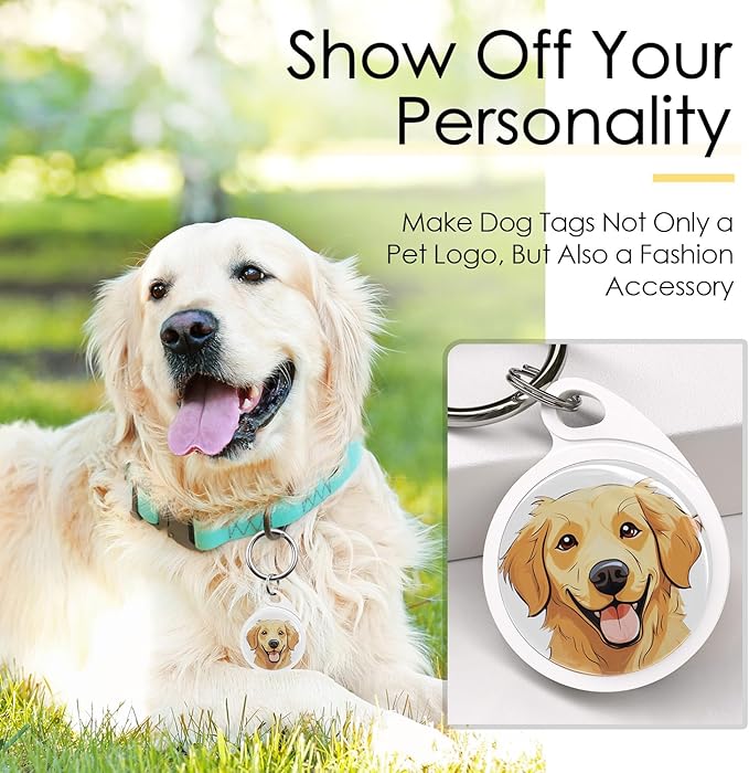 QR Code Dog Tag, Dog Tags Personalized Silent Pet ID Tag Customizable Free Pet Online Profile, Brown Poodle