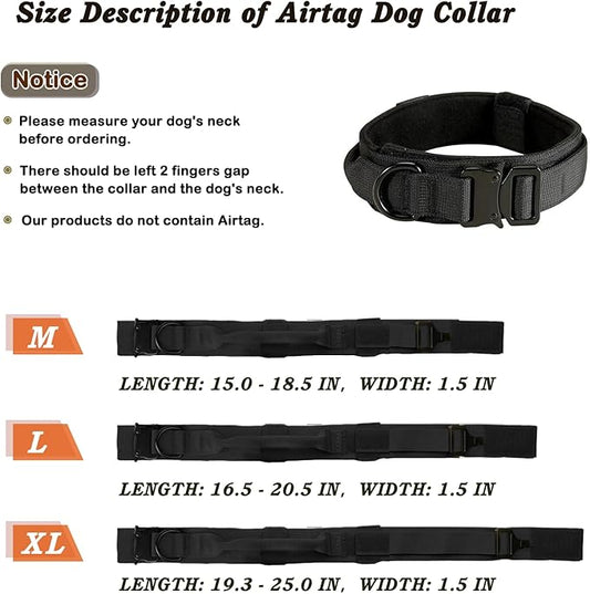 Tactical Dog Collar and Leash Set, Adjustable Military Nylon Dog Bungee Leash and Collar with Handle and Heavy Metal Buckle, Dog Training Collar Leash Set for Medium Large Dog (M, Black)