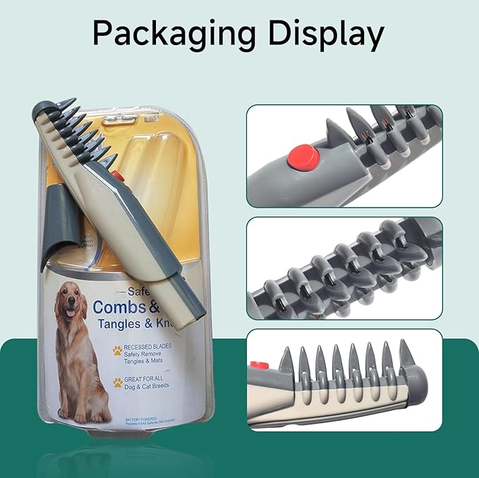 Mata-Ways Lifweb E-Comb e Comb for Dogs Cats,Glosrity 2025 2 In 1 Electric Pet Dog Hair Trimmer (1 PCS)