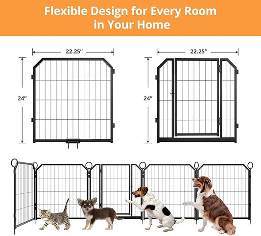 Dog Playpen Portable Extra Large 16 Panels 24" Height Adjustable with Gate, Perfect for Puppies and Small Dogs, Easy to Store, Customizable Layout for Indoor, Yard, RV Camping,Fence partition