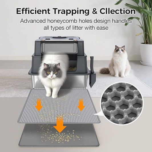 XXXL Stainless Steel Litter Box with Lid,28" L x 20.5" W x 16.5" H Extra Large Cat Litter Box Enclosure for Large and Multi-Cats Families,Non-Sticky, Anti-Leakage, Easy to Clean(Dark Blue)