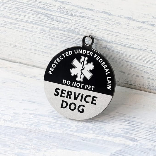 MYLUCKYTAG Service Dog Tag, QR Code Stainless Steel Pet ID Tag Dog Tag, Online Pet Profile, Pet Location Alert Email, Digital Pet Tag, Durable Pet ID, Dog Collar Tag, Engraved Pet Tag