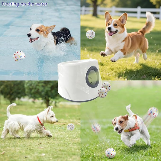 Automatic Ball Launcher for Dogs ,The Upgraded Ball Thrower Adjustable Distance 20-45ft Including 6 PCS 2.3-inch Sized Balls, Interactive Dog Toys Suitable for Small to Medium Sized Dogs