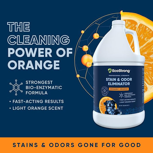 Orange Odor Eliminator | Pet Odor Deodorizer for Strong Odor | Enzyme Stain Cleaner for Cats, Dogs, and Pets | Great for Carpets, Furniture, Dog Kennels, and More (128 Fl Oz)