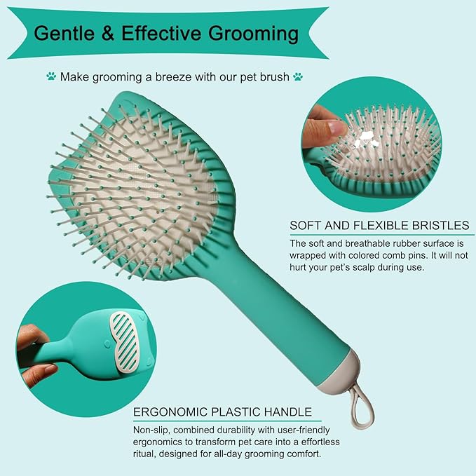 Soft Bristle Cat-Ear Puppy Brush and Cloud Shape Small Dog Grooming Brush