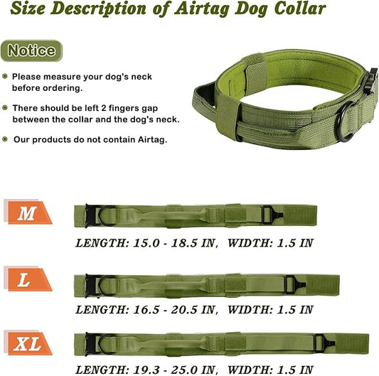Tactical Dog Collar and Leash Set, Adjustable Military Nylon Dog Bungee Leash and Collar with Handle and Heavy Metal Buckle, Dog Training Collar Leash Set for Medium Large Dog (L, Green)