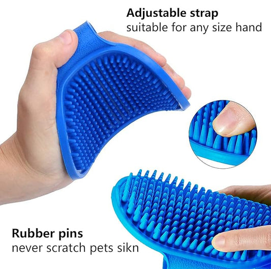 2 Pack Dog Grooming Brush - Dog Cat Bath Soothing Massage Rubber Brush - Pet Bath Brush with Adjustable Ring Handle Suitable for Long Short Haired Pet, Green