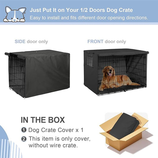 Explore Land 36 inches Dog Crate Cover Heavy Duty Polyester Pet Kennel Sunshade Universal Fit for Wire Cage (Black)