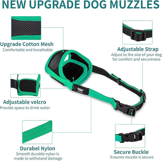 Muzzle for Small Dog, Dog Muzzle for Small Dogs, Small Dog Muzzle, Small Dog Muzzles for Biting Barking Chewing, Soft Muzzle for Small Dogs, Muzzles for Small Dog Puppy S Green