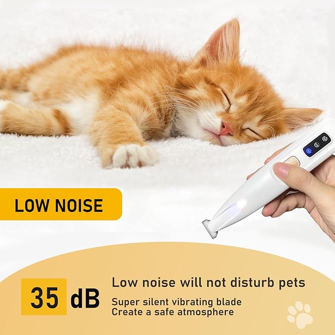 Petoirpet Trimmer,Electric Dog Paw Trimmer with LED Light,Silents Pet Grooming Kit, Nail Clippers for Small and Large Dogs, Cats