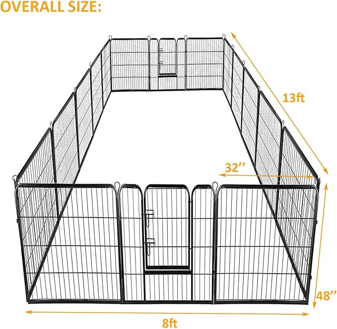 Giantex 16/8 Panel Pet Playpen with Door, Foldable Dog Exercise Pen, Portable Configurable Cat Chicken Rabbit Fence Outdoor Outdoor, Metal Pet Exercise Fence Barrier Kennel (16 Panels, 48'')