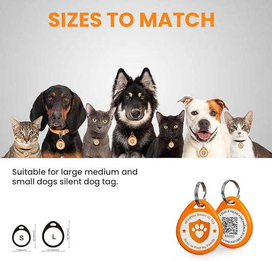 Dog Tags Personalized, QR Code Pet ID Tags for Dog Collar, Online Profile, Scan Location Alerts, Orange