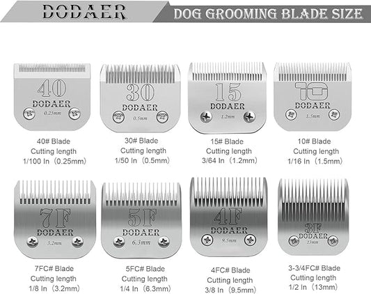 Detachable Pet Dog Grooming Blades of Stainless Steel,Compatible with Andis,Oster-A5,Wahl KM-10 Series,Size 10/30/40/7F/5F/4F/3F,7 Count