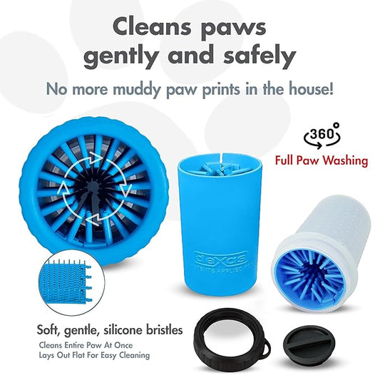 Dexas Lidded MudBuster Portable Dog Paw Cleaner, Medium, Pro Blue