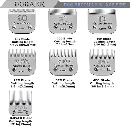 Size 7FC/5FC/4FC Detachable Pet Dog Grooming Clipper Ceramic Blades Set,Compatible with Andis,Oster A5,Wahl KM Series Clippers,Cut Length 1/8"(3.2mm) to 3/8”(9.5mm),3 Pack