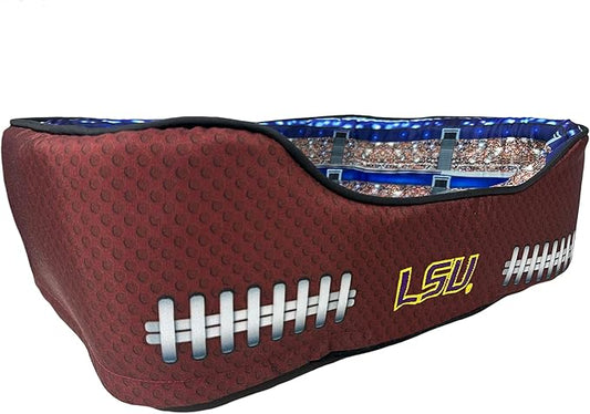 NCAA Louisiana State Tigers Stadium Dog Bed, Pet Pillow Bed for Dogs, Sporty Football Dog Bed and Lounge Cushion