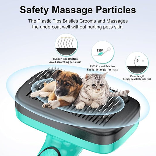 Dog Brush Kit for Grooming Short & Long Haired Dogs & Cats, 5 in 1 Pet Grooming Set for Small Animals, 5 PCS Puppy Self-Cleaning Slicker Brush and Pet Comb for Shedding Medium & Large Dogs