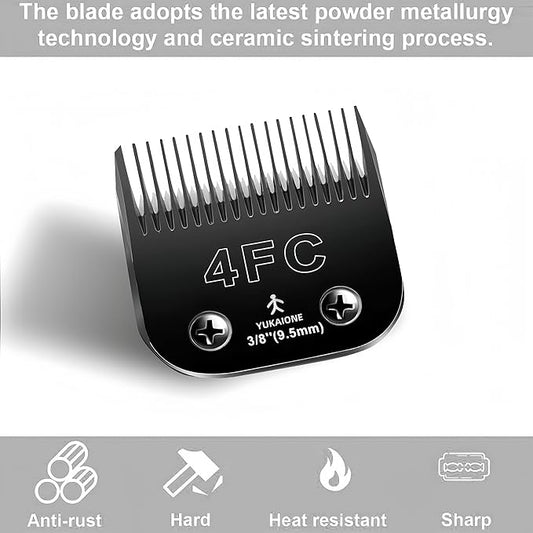 4F Dog Clipper Blade: Titanium Coated SK2 Steel, Universal Fit for Andis, Oster A5, Wahl KM - 3/8" Cut for Dogs & Cats