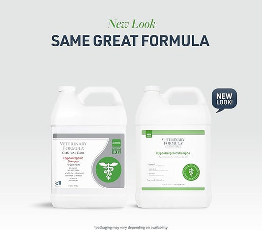 Veterinary Formula Clinical Care Hypoallergenic Shampoo for Dogs and Cats, 128 oz – No Harsh Ingredients – Fragrance-Free Pet Shampoo for Allergies and Sensitive Skin, Promotes Healthy Skin and Coat