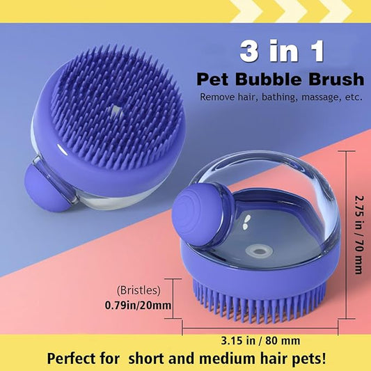 Dog Bath Scrubber Brush, 2 PCS Pet Dog Grooming Massage Shampoo Bath Brush with Soap and Shampoo Dispenser Soft Silicone Bristle for Long Short Haired Dogs Cats Shower