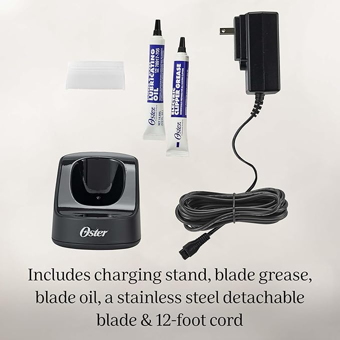 Oster Professional Cordless Turbo A5 Animal Clipper with Lithium-Ion Battery, Detachable Blade, Blue