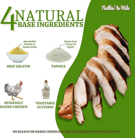 Fieldcrest Farms Nothin to Hide Flip Chips Dog Chews - All Natural Rawhide Alternative Treats for Dogs, Chicken, Beef or Peanut Butter Flavor Snack for All Breed Dogs - 3 Pack (Chicken)