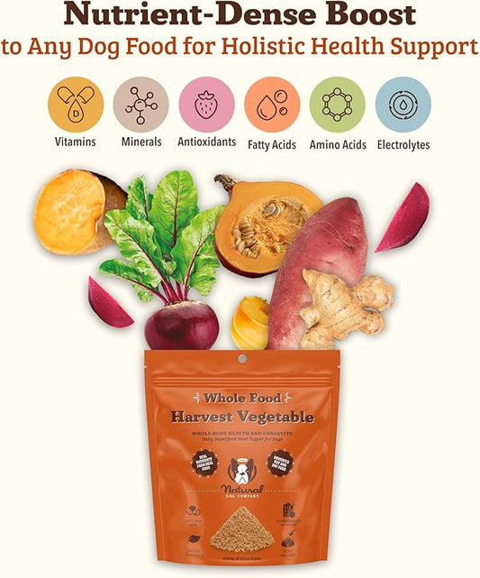 Natural Dog Company Pumpkin Digestive Support Granules Dog Food Topper - Fiber-Rich, Nutrient-Dense Superfood Blend for Gut Health, Holistic Care, Prebiotics