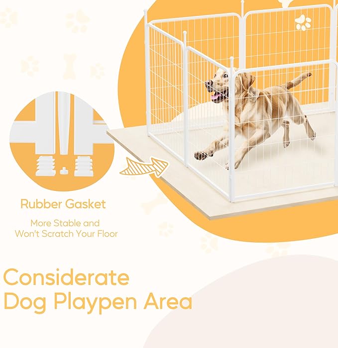 HealSmart Dog Playpen Indoor, Puppy Playpen Indoor for Yard, Camping, 32" Height 16 Panels Heavy Duty Dog Pen for Small/Medium Dogs, White