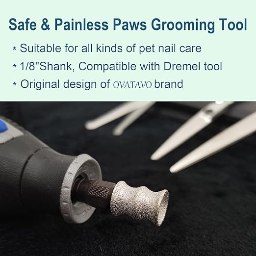 Nail Diamond bits for Dremel - Dog Nail Grinder Attachment for Large Medium Small Dogs - 1/8" Pet Nail Grinder Wheel Work with Dremel for Pet Nail Care (A