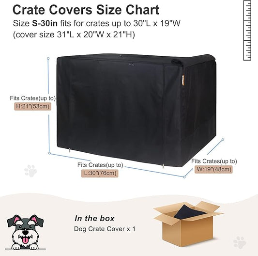 HiCaptain Folding Metal Dog Crate Cover for 30 Inch Wire Pet Cage (Black)