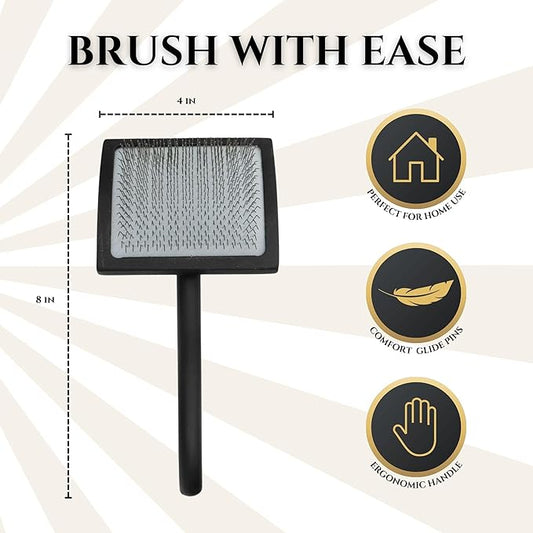 Slicker Brush for Dogs | Professional Dog Shedding Brush and Grooming Comb for Small Dog Breeds and Puppies | Ergonomic and Removes Shedding and Tangled Hair for Shiny Coat - Black